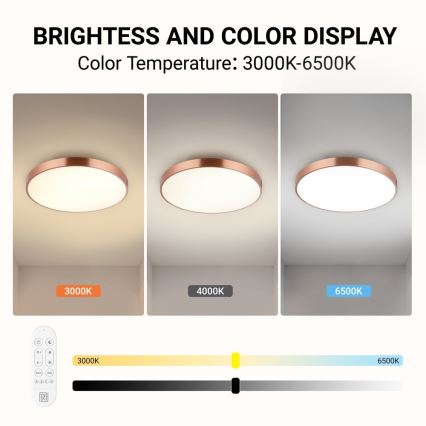 Immax NEO 07322L - Fényerőszabályozható mennyezeti lámpa NEO LITE SEMPLICI LED/60W/230V, átm. 60 cm Tuya rózsaarany + távirányító