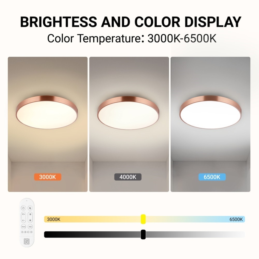 Immax NEO 07322L - Fényerőszabályozható mennyezeti lámpa NEO LITE SEMPLICI LED/60W/230V, átm. 60 cm Tuya rózsaarany + távirányító