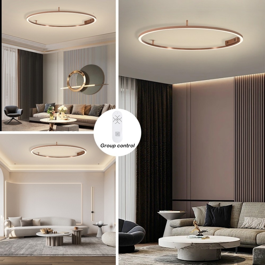 Immax NEO 07325-120C - LED Dimmelhető mennyezeti lámpa FINO LED/72W/230V 120 cm Tuya rózsaarany + távirányító