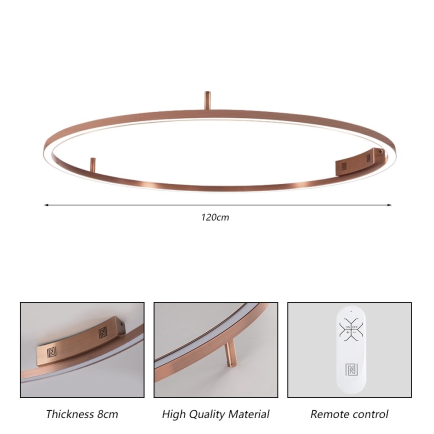 Immax NEO 07325-120C - LED Dimmelhető mennyezeti lámpa FINO LED/72W/230V 120 cm Tuya rózsaarany + távirányító