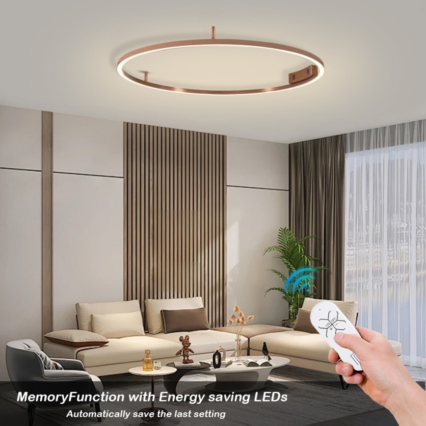 Immax NEO 07326-80C - FINO LED dimmelhető mennyezeti lámpa LED/55W/230V 80 cm Tuya rózsaarany + távirányító