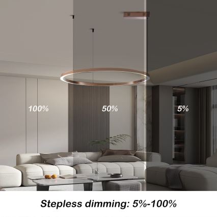 Immax NEO 07327L - LED-dimmelhető, kábellel függesztett FINO csillár LED/55W/230V 80 cm Tuya rózsaarany + távirányító