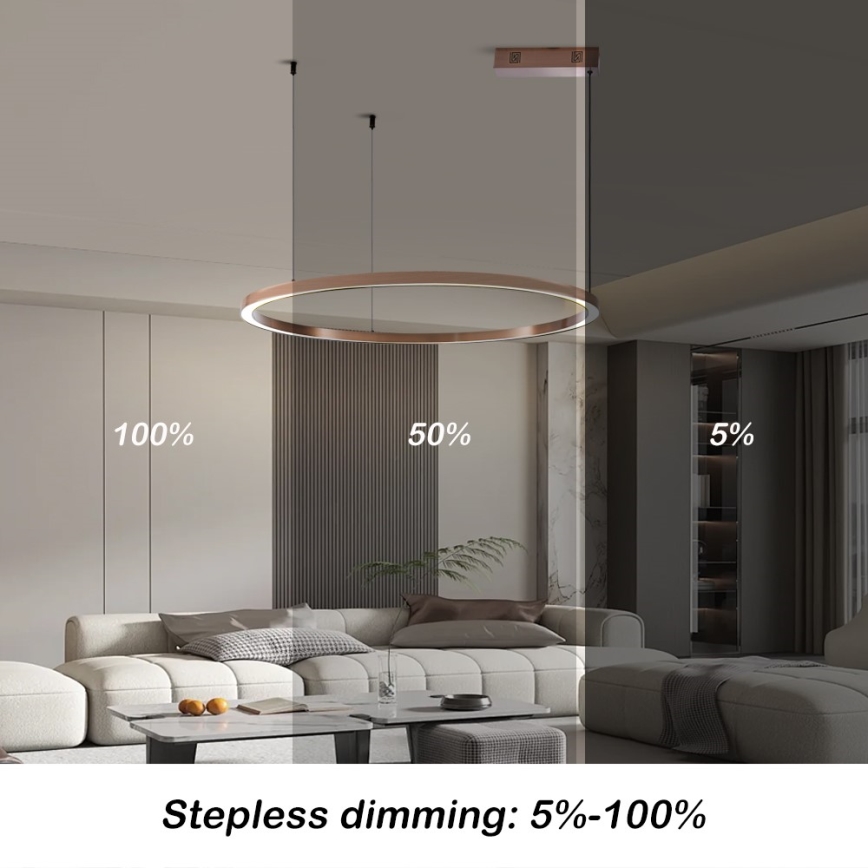 Immax NEO 07327L - LED-dimmelhető, kábellel függesztett FINO csillár LED/55W/230V 80 cm Tuya rózsaarany + távirányító