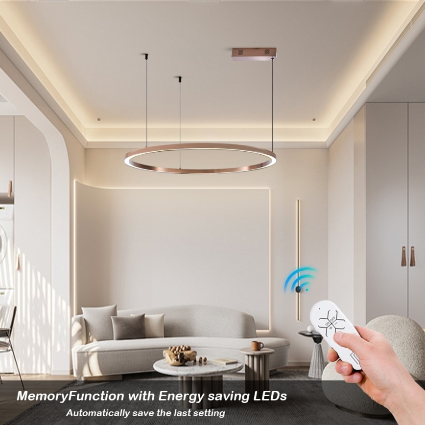 Immax NEO 07327L - LED-dimmelhető, kábellel függesztett FINO csillár LED/55W/230V 80 cm Tuya rózsaarany + távirányító