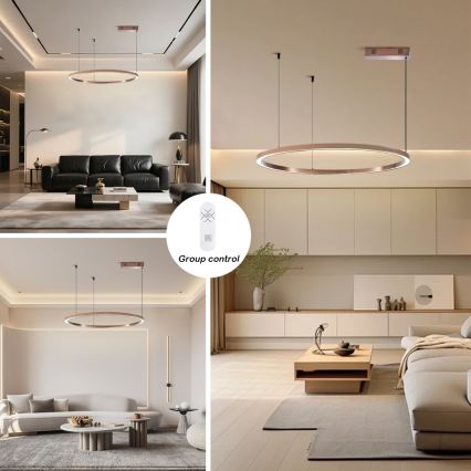 Immax NEO 07327L - LED-dimmelhető, kábellel függesztett FINO csillár LED/55W/230V 80 cm Tuya rózsaarany + távirányító