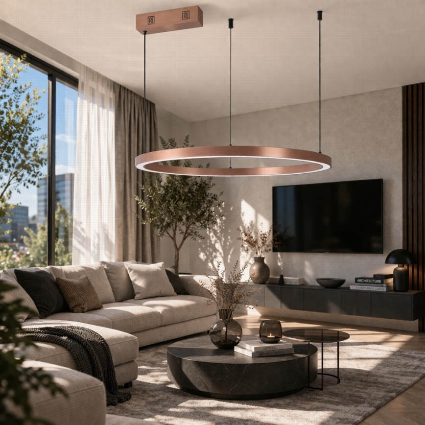 Immax NEO 07327L - LED-dimmelhető, kábellel függesztett FINO csillár LED/55W/230V 80 cm Tuya rózsaarany + távirányító