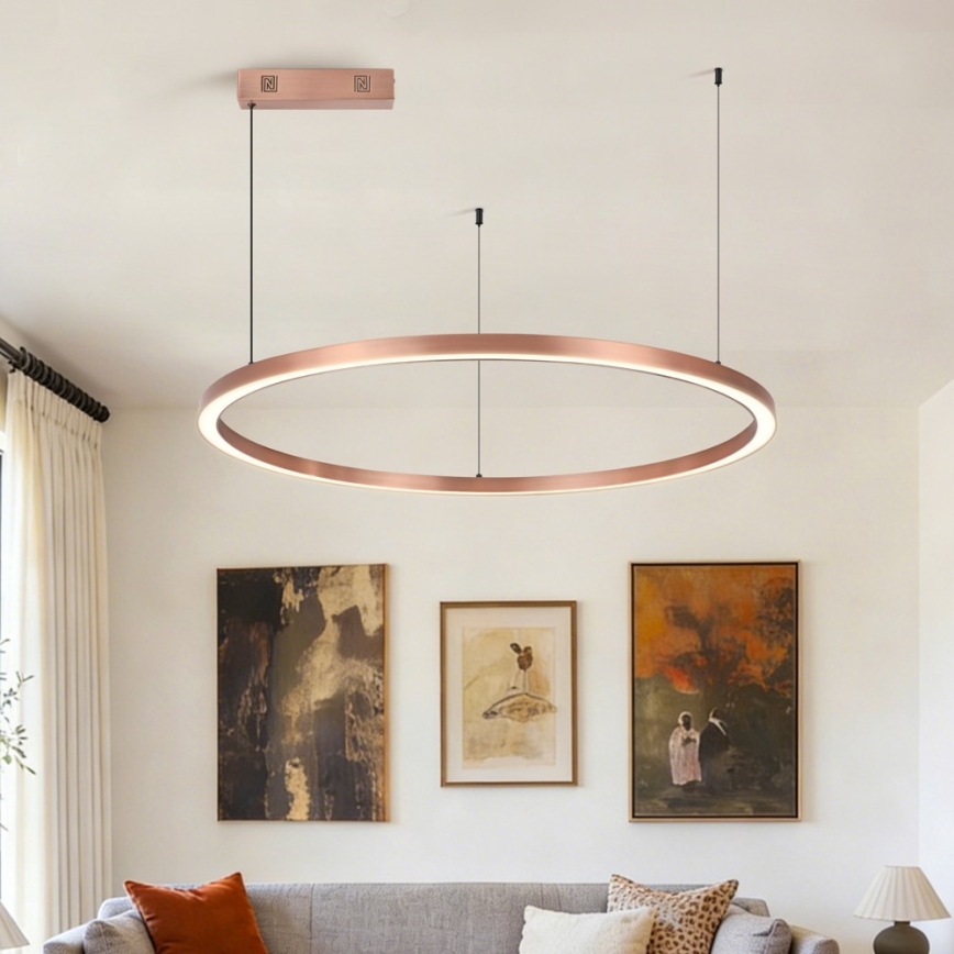 Immax NEO 07327L - LED-dimmelhető, kábellel függesztett FINO csillár LED/55W/230V 80 cm Tuya rózsaarany + távirányító
