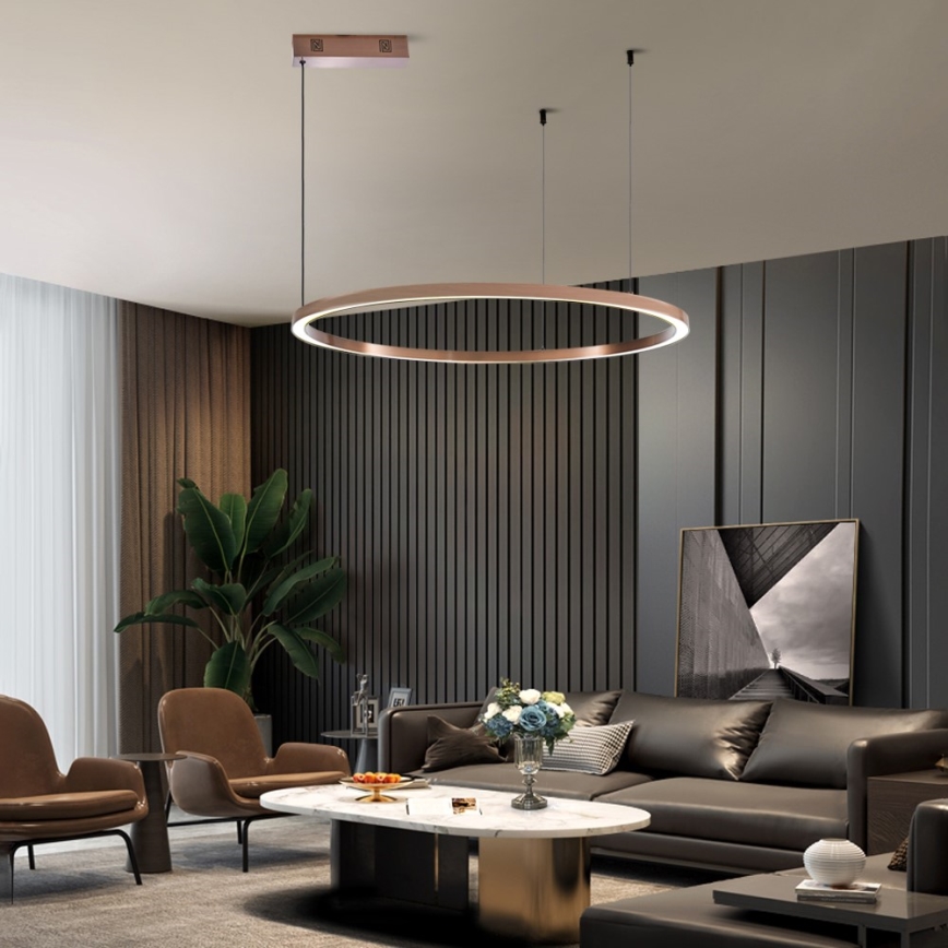 Immax NEO 07327L - LED-dimmelhető, kábellel függesztett FINO csillár LED/55W/230V 80 cm Tuya rózsaarany + távirányító