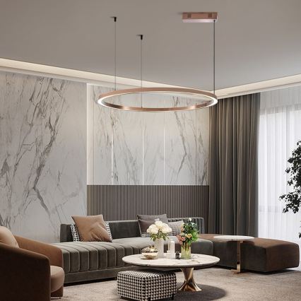 Immax NEO 07327L - LED-dimmelhető, kábellel függesztett FINO csillár LED/55W/230V 80 cm Tuya rózsaarany + távirányító