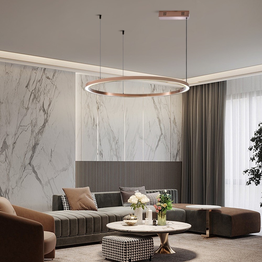 Immax NEO 07327L - LED-dimmelhető, kábellel függesztett FINO csillár LED/55W/230V 80 cm Tuya rózsaarany + távirányító