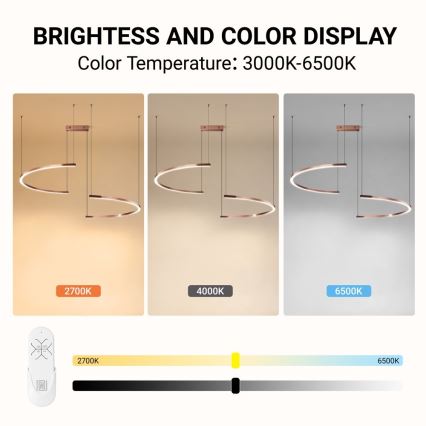 Immax NEO 07328L - LED fényerőszabályozható kábeles függeszték FINO LED/72W/230V 120 cm rózsaarany Tuya + távirányító