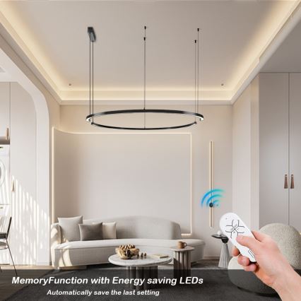 Immax NEO 07329L - FINO kábeles, dimmelhető LED csillár LED/72W/230V 120 cm Tuya fekete + távirányító