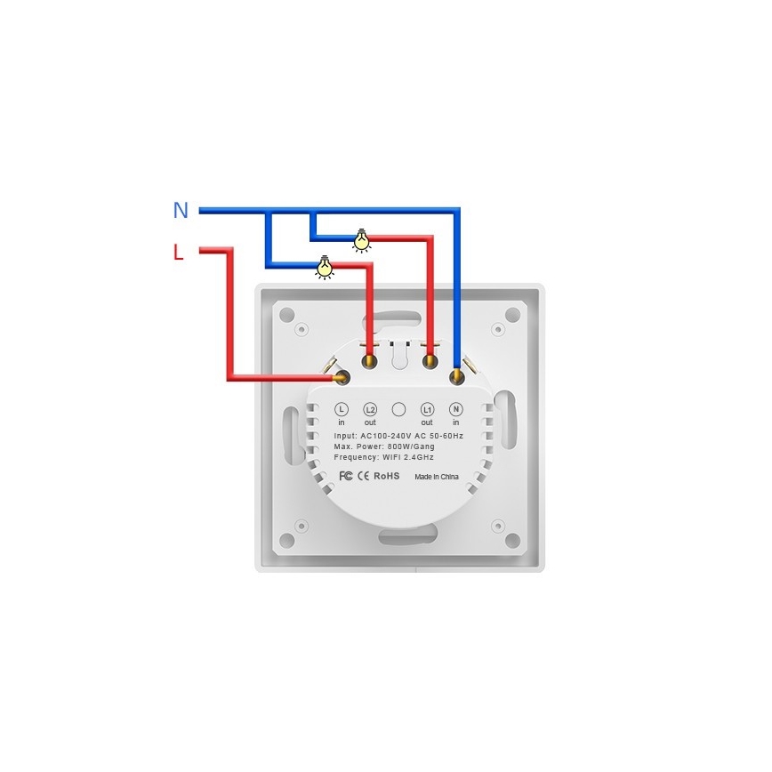 Immax NEO 07539L - 2 gombos SMART kapcsoló 230V Wi-Fi Tuya