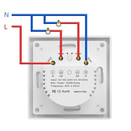 Immax NEO 07550L - 2-gombos okoskapcsoló 230V Tuya