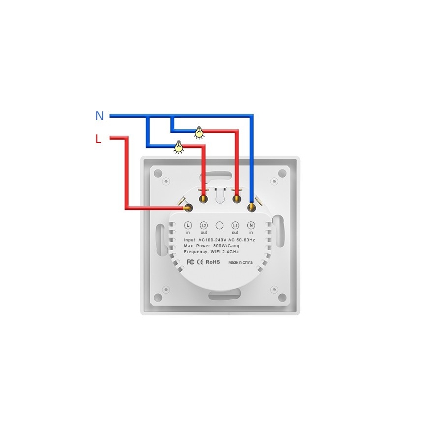 Immax NEO 07550L - 2-gombos okoskapcsoló 230V Tuya