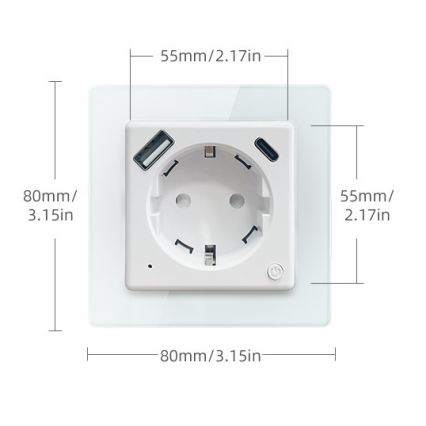 Immax NEO 07552L - Okos F-típusú aljzat 16 A / 230 V + 1× USB-A + 1× USB-C (PD 20 W)