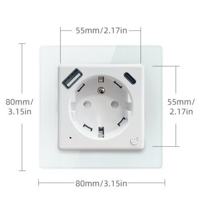 Immax NEO 07553L - Okos konnektor (E) 16 A/230 V + 1× USB-A + 1× USB-C PD 20 W, Tuya