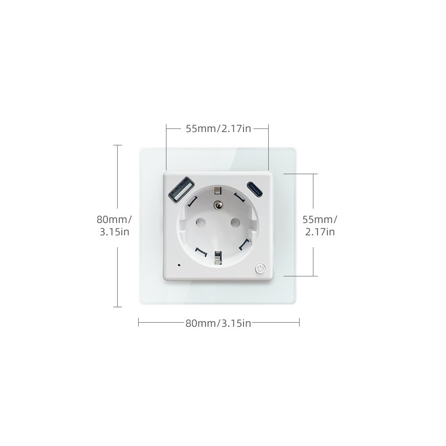 Immax NEO 07553L - Okos konnektor (E típusú) 16A/230V + 1x USB-A + 1x USB-C (PD 20W)