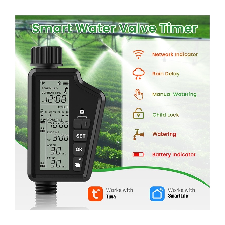 Immax NEO 07556L - Öntözőszelep 4xAA IP65 Wi-Fi Tuya