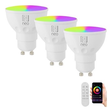 Immax NEO 07724CDO - 3 darabos készlet LED RGB+CCT dimmelhető GU10 izzó/4,8W/230V 2700-6500K Wi-Fi Tuya + távirányító