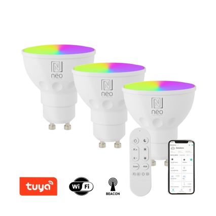 Immax NEO 07724CDO - 3 darabos szett: LED RGB+CCT dimmelhető GU10 izzó 4,8W/230V 2700-6500K Wi‑Fi Tuya + távirányító