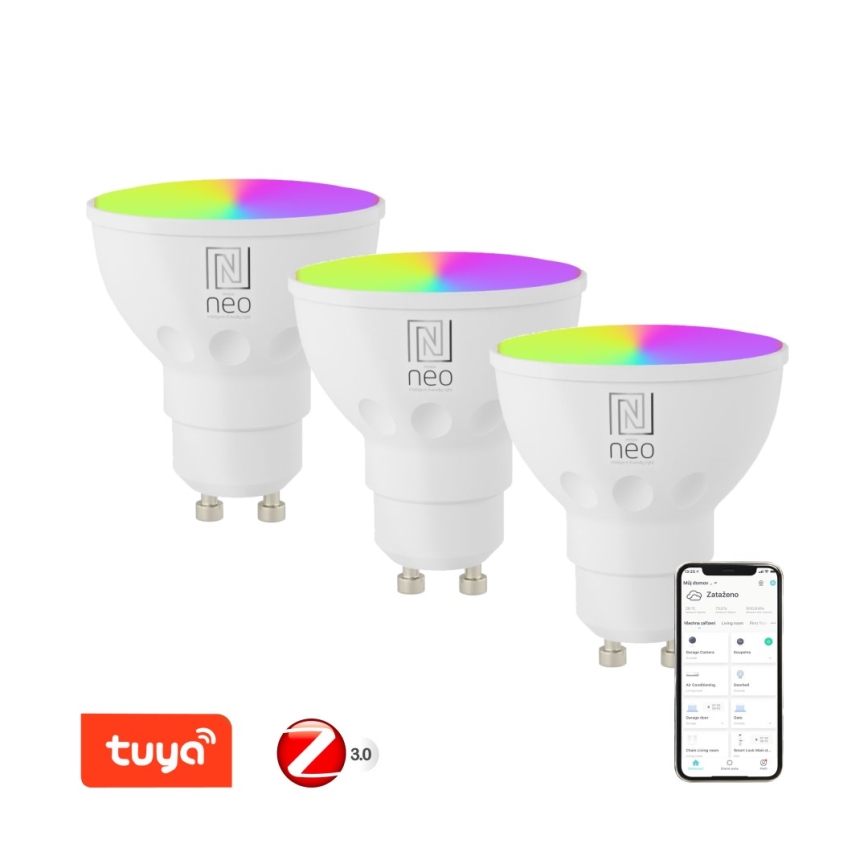 Immax NEO 07777C - 3 db-os készlet dimmelhető LED RGB+CCT izzó GU10/4,8W/230V Tuya vezérléssel