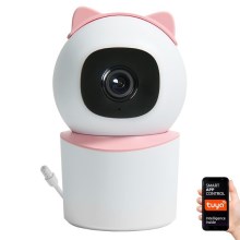 Immax NEO 07789L - Intelligens kamera érzékelővel 355° 50° P/T 4MP Wi-Fi Tuya rózsaszín