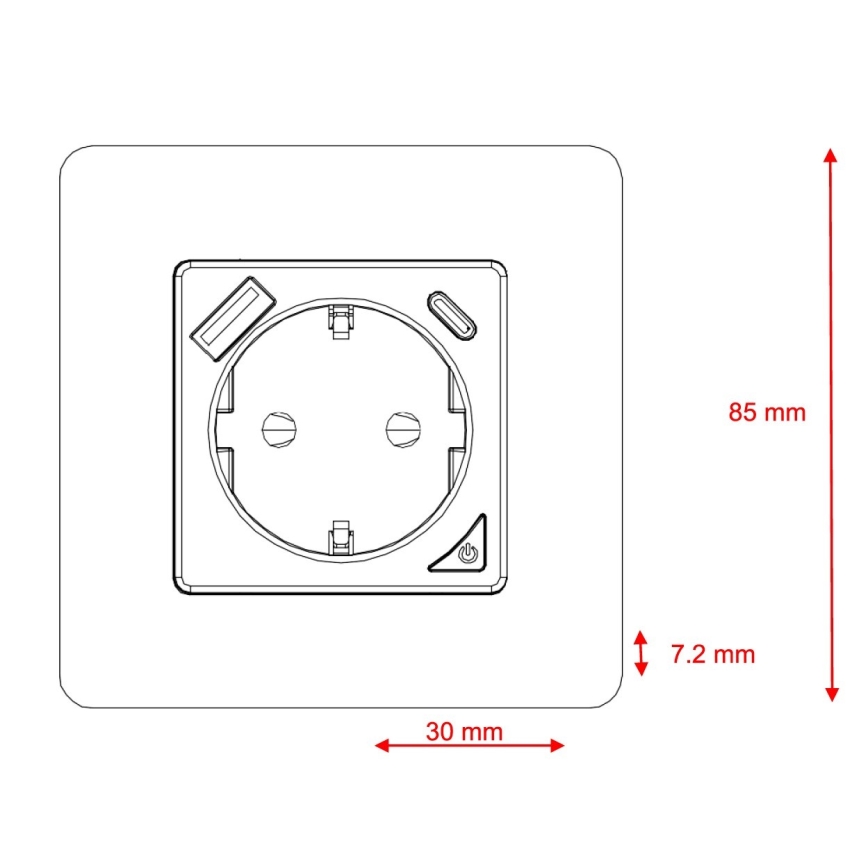 Immax NEO 07801L - Okos konnektor 16A/230V + 1x USB-A + 1x USB-C Tuya SCHUKO