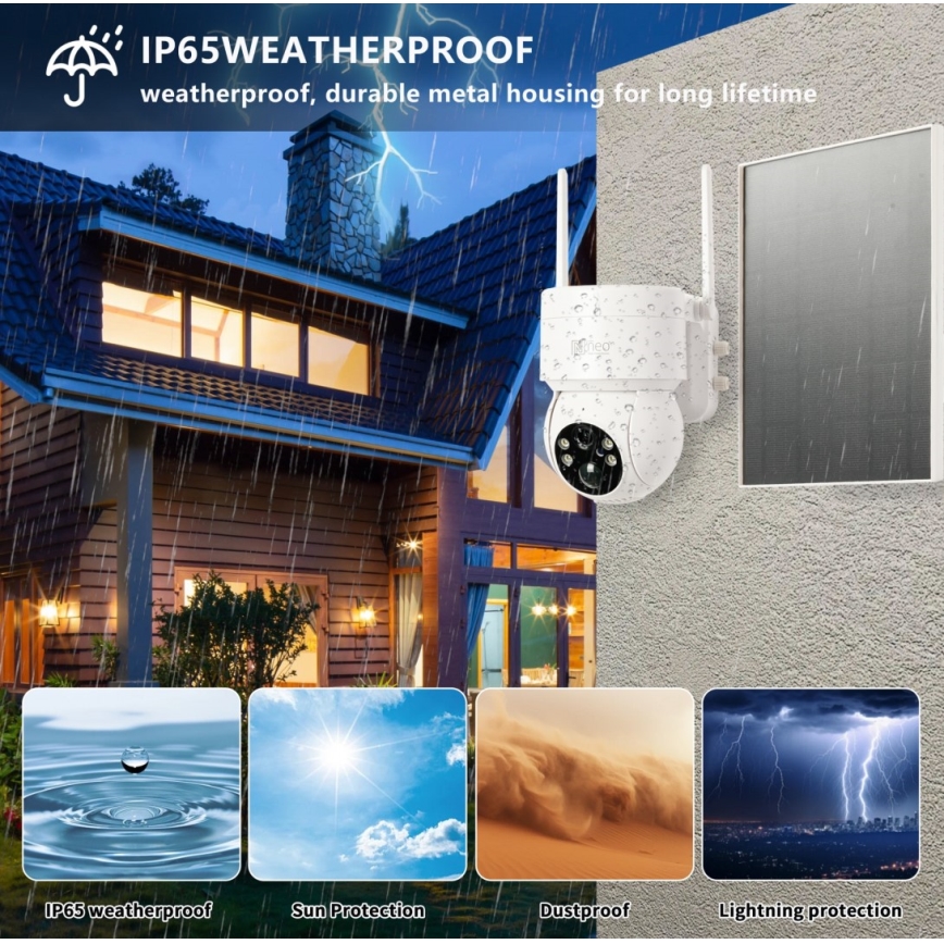 Immax NEO 07803L - Okos kültéri napelemes kamera SENTRY érzékelővel, 6000 mAh, Wi-Fi, Tuya, IP65