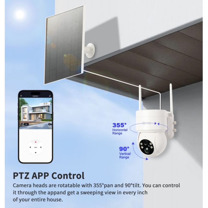 Immax NEO 07803L - Okos kültéri napelemes kamera SENTRY érzékelővel, 6000 mAh, Wi-Fi, Tuya, IP65