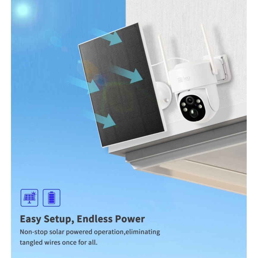 Immax NEO 07804L - Okos kültéri napelemes kamera érzékelővel, 9000 mAh akkumulátorral, IP65