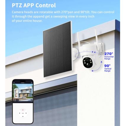 Immax NEO 07804L - Okos kültéri napelemes kamera 9000 mAh szenzorral, Wi-Fi, Tuya, IP65