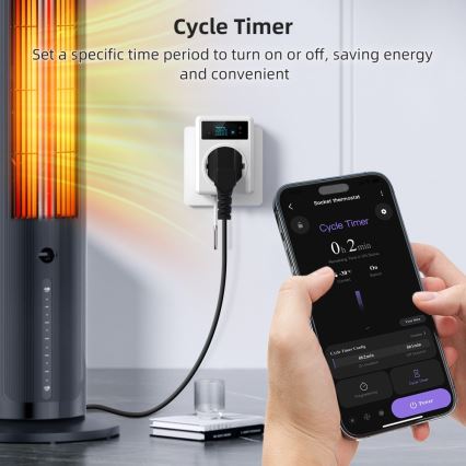 Immax NEO 07811L - Okos aljzat hőmérővel F 3680W Tuya Wi-Fi