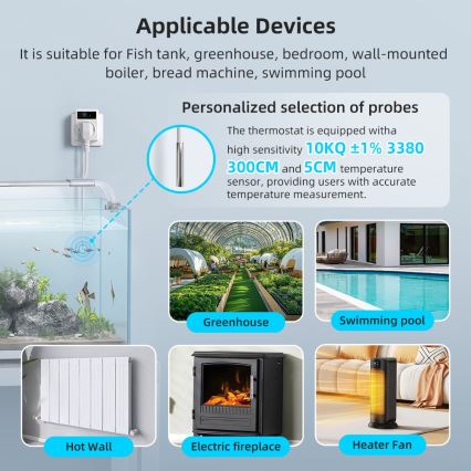 Immax NEO 07811L - Okos aljzat hőmérővel F 3680W Tuya Wi-Fi