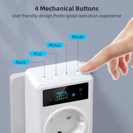 Immax NEO 07811L - Okos aljzat hőmérővel F 3680W Tuya Wi-Fi