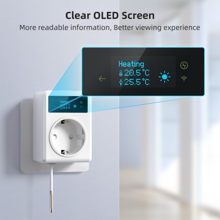 Immax NEO 07811L - Okos aljzat hőmérővel F 3680W Tuya Wi-Fi
