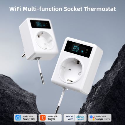 Immax NEO 07811L - Okos aljzat hőmérővel F 3680W Tuya Wi-Fi