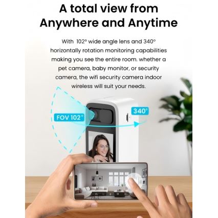 Immax NEO 07814L - Okos beltéri kamera 4 MP felbontású szenzorral, 5V, Tuya Wi‑Fi támogatással