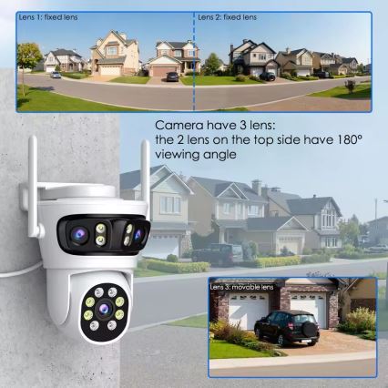 Immax NEO 07823L - Okos kültéri kamera 2MP+2MP+2MP szenzorral, 5V, Tuya Wi-Fi