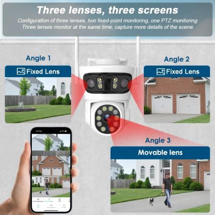 Immax NEO 07823L - Okos kültéri kamera 2MP+2MP+2MP szenzorral, 5V, Tuya Wi-Fi