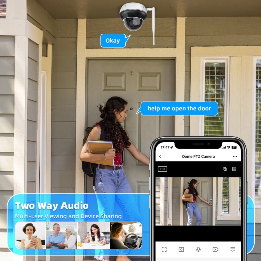 Immax NEO 07825L - Okos kültéri kamera DOME érzékelővel 5MP 230V IP66 TUYA Wi‑Fi