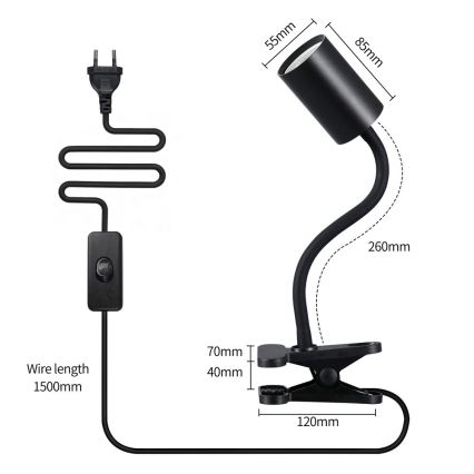 Immax NEO 08293L - Flexibilis csíptethető lámpa PUNTO 1xGU10/9W/230V fekete