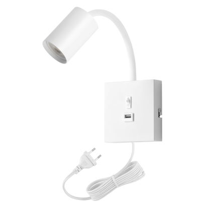 Immax NEO 08296L - PUNTO USB-portos fali lámpa 1xGU10/9W/230V fehér