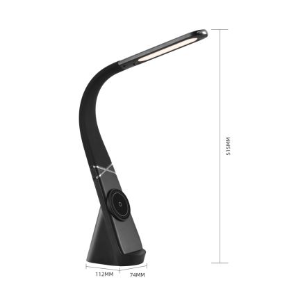 Immax NEO 09110L - Fényerőszabályozható LED asztali lámpa vezeték nélküli töltéssel MAGIC LED/5W/230V fekete