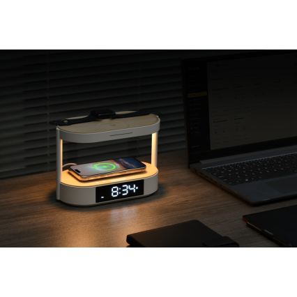 Immax NEO 09111L - LED dimmelhető asztali lámpa ébresztőórával és töltéssel TRIPLE DOCK LED/1,5W/5V