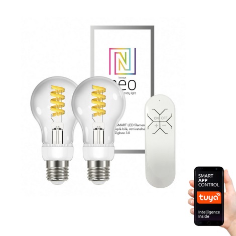Immax Neo - KÉSZLET 2x LED Szabályozható izzó FILAMENT E27/5W/230V 2700-6000K + távirányító