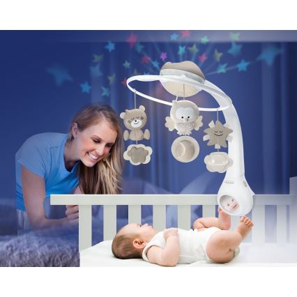 Infantino - 3 az 1-ben zenélő körforgó kiságy fölé, 3xAAA, barna