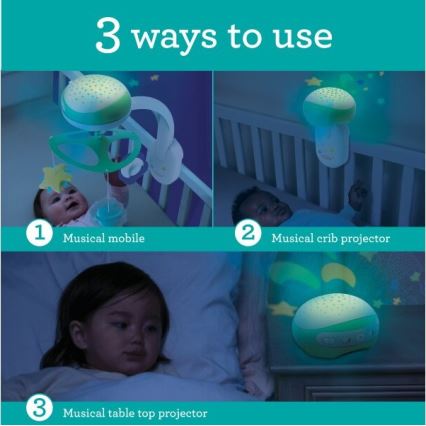 Infantino - Bölcső mobil melódiával 3in1 3xAA zöld