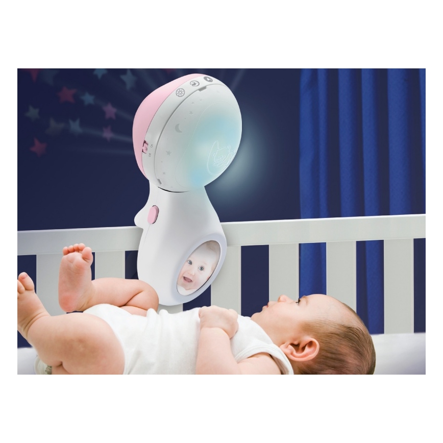 Infantino - Kiságy mobil dallammal és projektorral 3in1 3xAAA rózsaszín