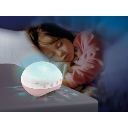 Infantino - Kiságy mobil dallammal és projektorral 3in1 3xAAA rózsaszín